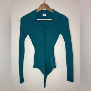 NWOT Abercrombie and Fitch Green Blue Sweater Body Suit | S